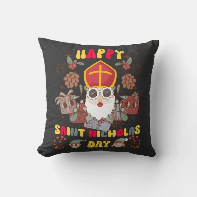 Almofada Feliz Santo Nicholas Day (Frente)