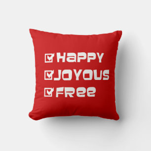 Almofada Feliz Slogan Gráfico de Texto Divertido, Joyous F