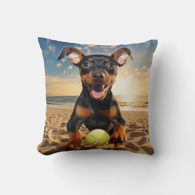 Almofada 🐕 Feliz Tênis Travesseiro Pinscher Puppy (Frente)