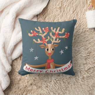 Almofada Feliz Travesseiro decorativo de Reindeer de Natal