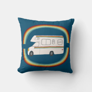 Almofada Felizes Campers Rainbows Whimsical Motorhome RVing