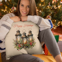 Almofada Felizes Feriados Lanternas de inverno