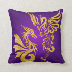 Almofada Feng reversível Shui Phoenix & Travesseiro-purp d
