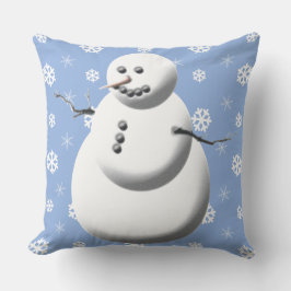 Almofada Feriado Azul E Branco De Inverno Snowman
