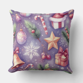 Almofada Feriado de Motifs de Natal Roxo com Aquarela