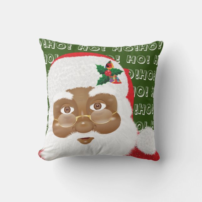 Almofada Feriado de Natal afro-americano Santa Claus (Frente)