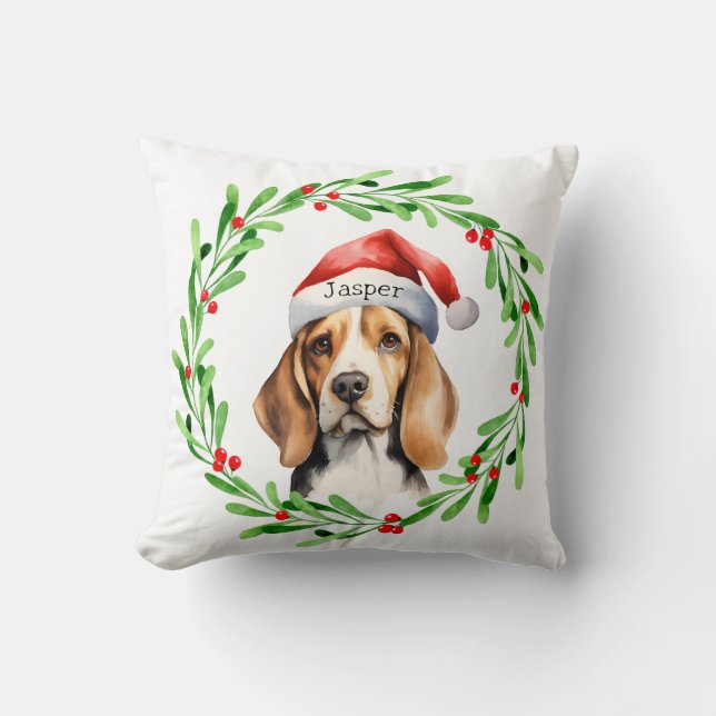 Almofada Feriado de Natal Beagle Santa Hat (Frente)