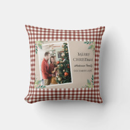 Almofada Feriado de Natal com Verificação Vermelha