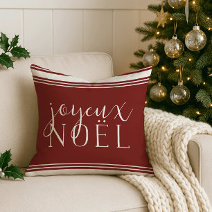 Almofada Feriado de Stripe de Noel de Joyeux