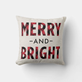 Almofada Feriado de Xadrez de Buffalo Vermelho feliz e Bril