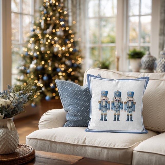 Almofada Feriado Festivo do Balé de Noz Azul (Blue nutcracker christmas throw pillow
)