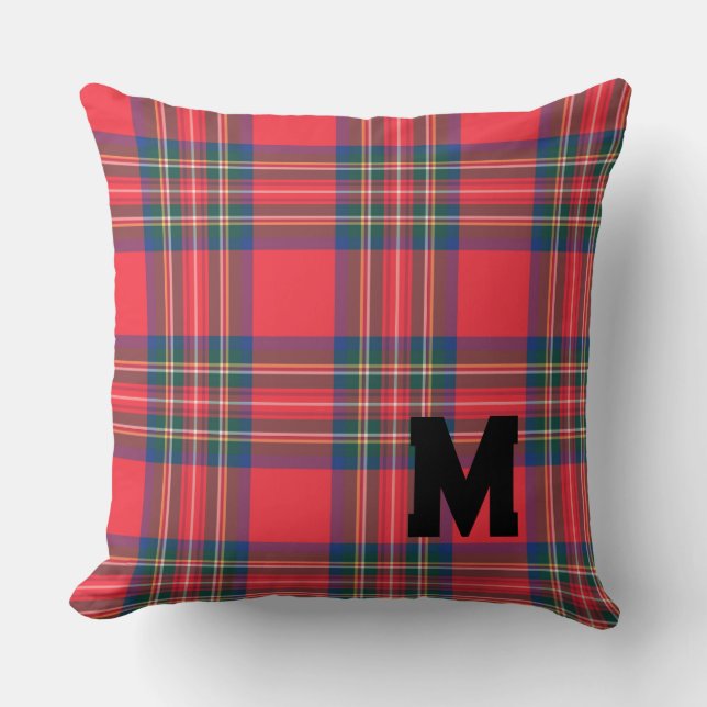 Almofada Feriado Moderno da Xadrez Red Tartan (Frente)