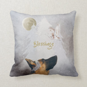 Almofada Feriado por Aquarela do german shepherd de inverno