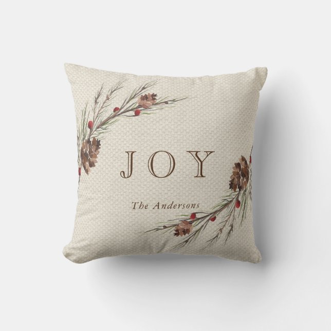 Almofada Feriado rústico do Natal de Pinecone (Frente)