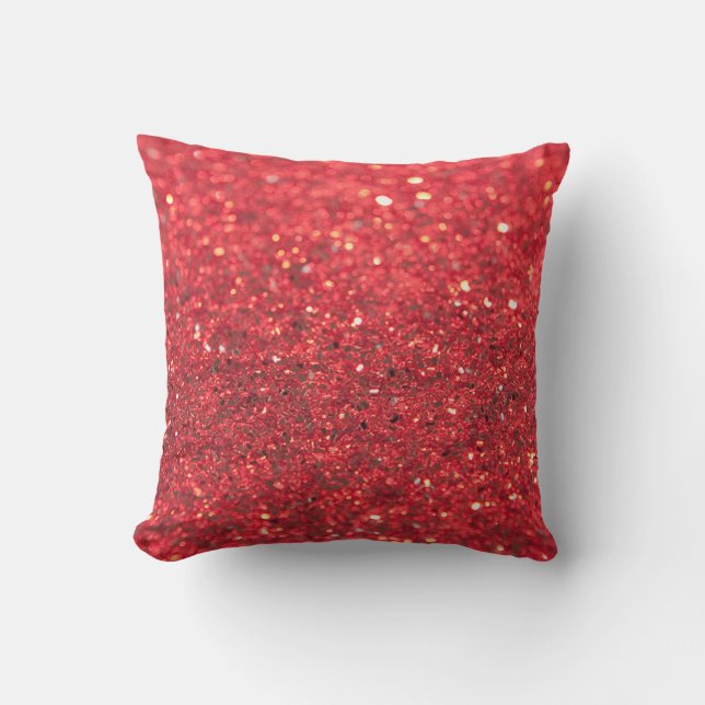 Almofada Feriado Sequined Sparkling do falso vermelho do (Frente)