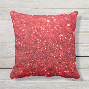 Almofada Feriado Sequined Sparkling do falso vermelho do