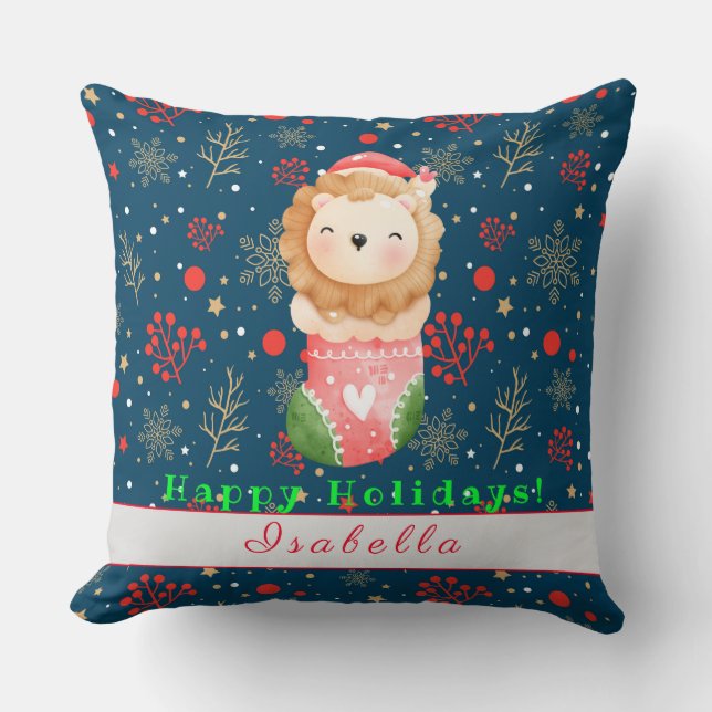 Almofada Feriados de Leão Personaliza Texto e Nome 20"X20" (Frente)