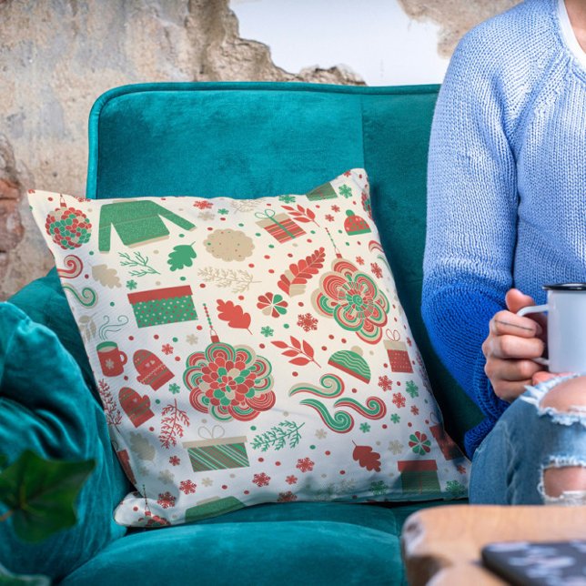 Almofada Feriados de Natal Festivos Retro (Criador carregado)