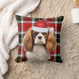 Almofada Férias de Natal da Xadrez Cavalier King Charles Do
