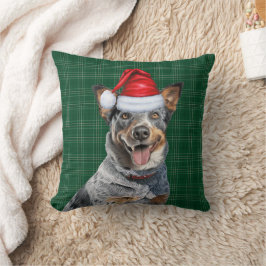 Almofada Férias de Natal da Xadrez Verde de Cães Bovinos