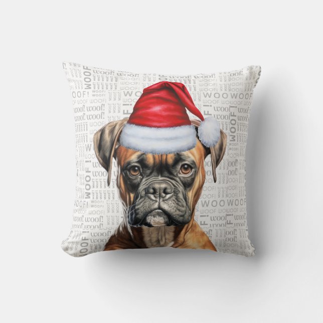 Almofada Férias de Natal do Boxer Dog (Frente)