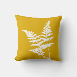Almofada Fern branco elegante moderno sobre amarelo-mostard