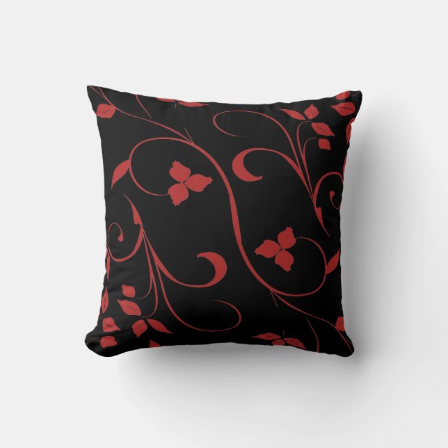 Almofada Fern decorativo vermelho e preto (Frente)