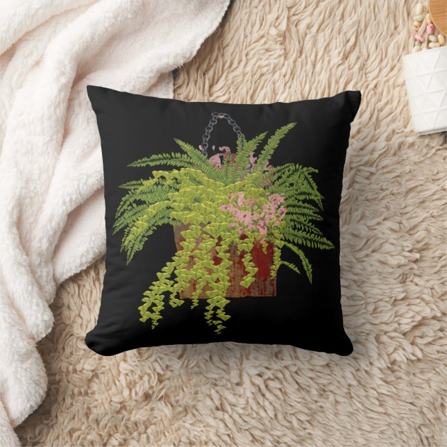 Almofada Fern Ivy Hanging Plant Botanical Illustration Art (Cobertor)