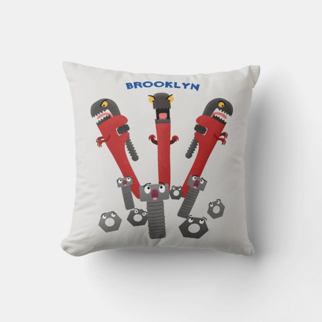 Almofada Ferramentas engraçadas de monstro de wrench (Frente)