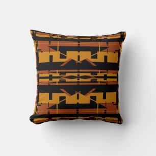 Almofada Ferrugem Dourada no Design Mosaico Negro de Arte d