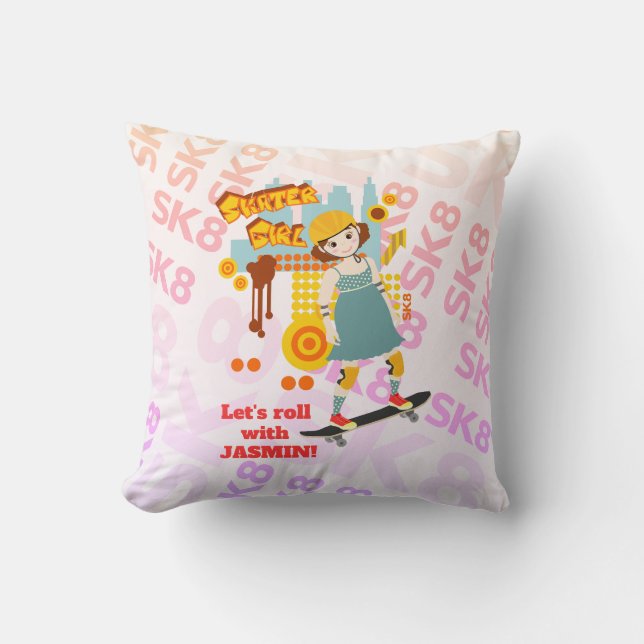 Almofada Festa de aniversário de diversão do Skater Park (Frente)