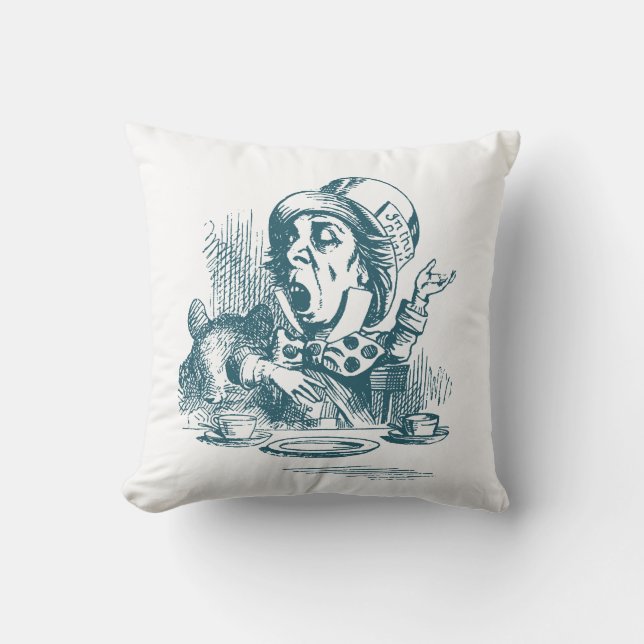 Almofada Festa de Chá de Chapéter Louco (Frente)