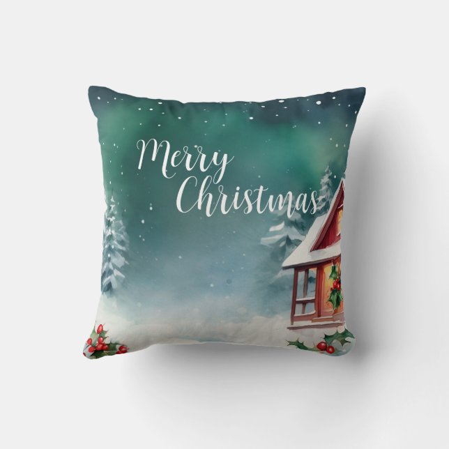 Almofada Festa de Feriado do Pinheiro do Natal selvagem da  (Verso)