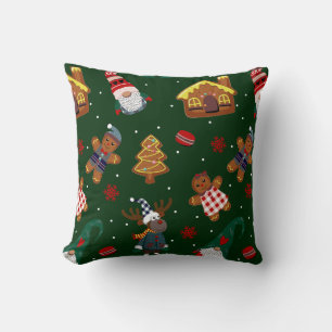 Almofada Festa de Gnominho de Natal de Biscoito de Gengibre