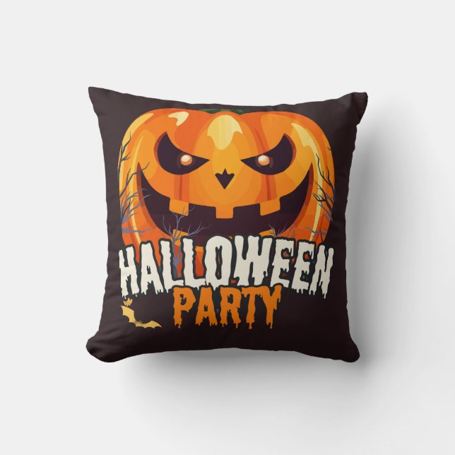 Almofada Festa de Halloween – Desenho de Abóbora de Hallowe (Frente)