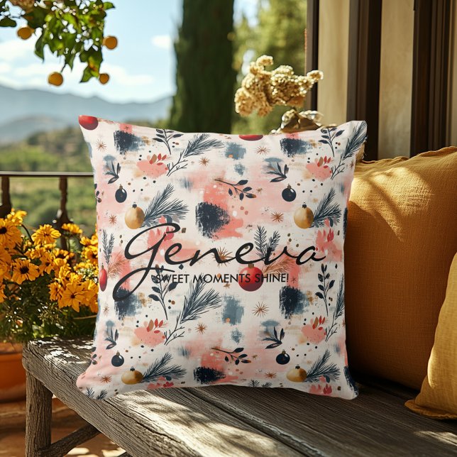 Almofada Festa de inverno e Botânica Elegante Natal (Criador carregado)