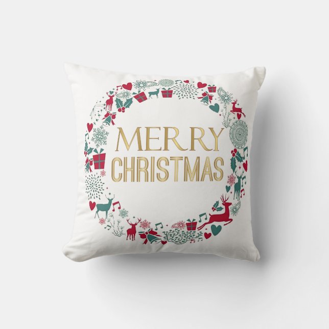 Almofada Festa de Natal Feliz Saudação de Natal (Frente)