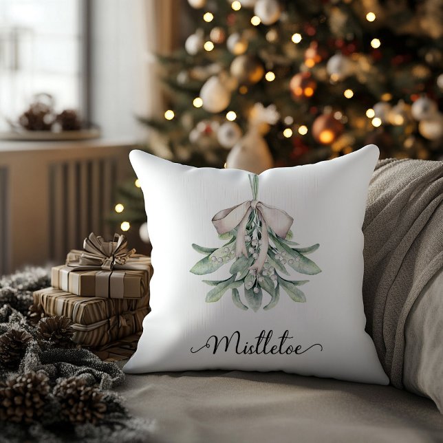 Almofada Festa do Visco Natalícia  (mistletoe posy festive holiday throw pillow)