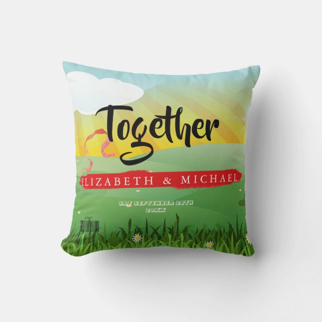 Almofada Festival Moderno de Russo da Memória do Casamento  (Frente)