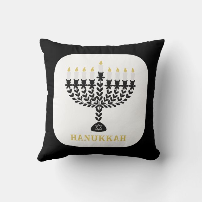 Almofada Festival Simples de Luzes Menorah Hanukkah (Verso)