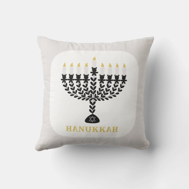 Almofada Festival Simples de Luzes Menorah Hanukkah (Verso)