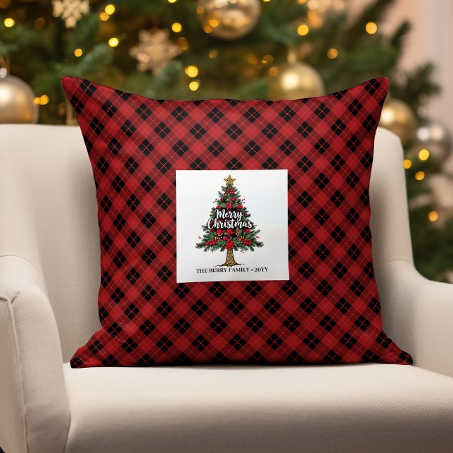 Almofada Festive Buffalo Plaid Gift for Him Name Pillow (Festive Buffalo Plaid Gift for Him Name Pillow)