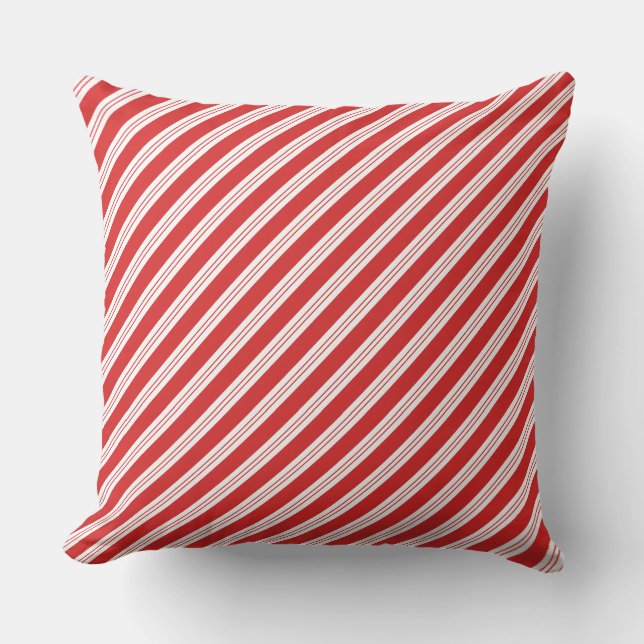 Almofada Festive Candy Cane Striped Christmas Red White  (Frente)
