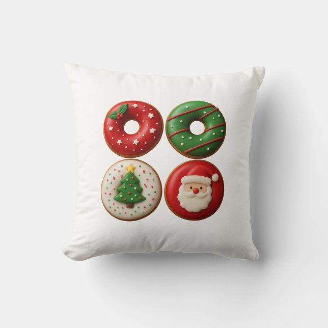 Almofada Festive Christmas Donuts – Throw Pillow (Frente)