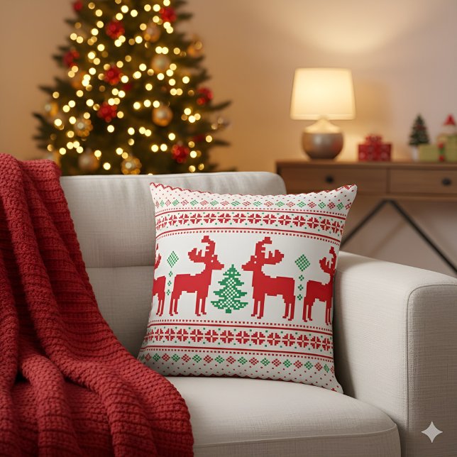 Almofada Festive Christmas Reindeer Pattern Christmas Decor (Criador carregado)