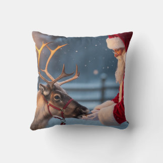 Almofada Festive Christmas Throw Pillow, Reindeer & Snowman