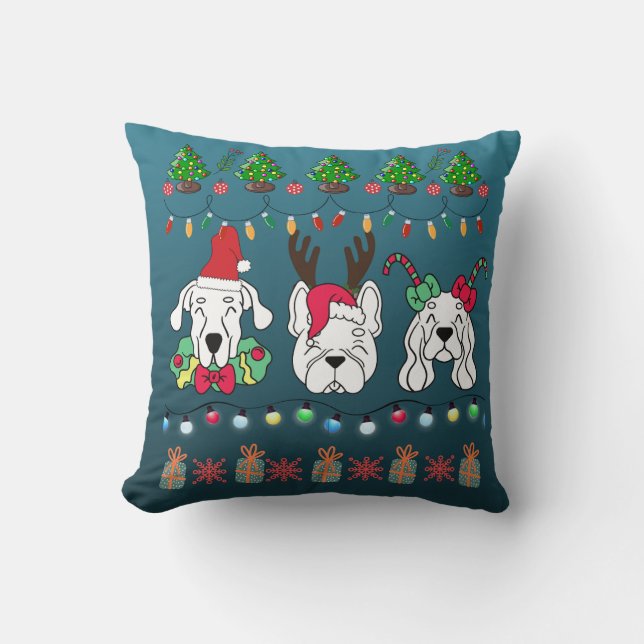 Almofada Festive Dog Christmas Pattern-cute holiday dogs (Frente)