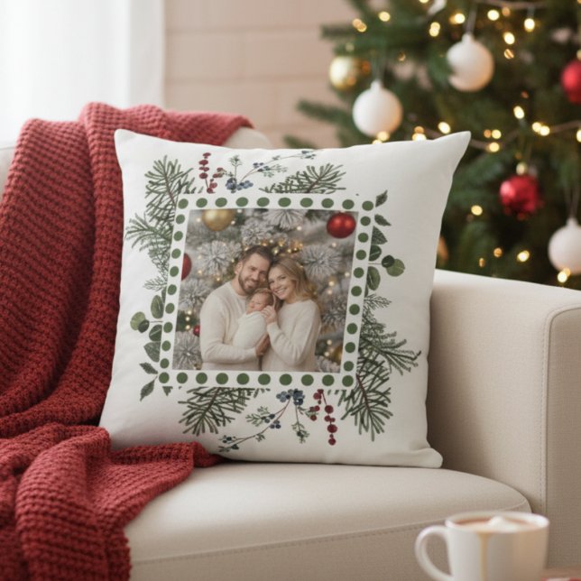 Almofada Festive Family Memories Holiday (Holiday photo pillow)