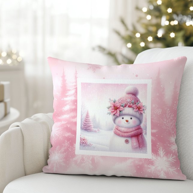 Almofada Festive Pinkmas Pillow Snowman Winter Charm (Festive Pinkmas Pillow Snowman Winter Charm)