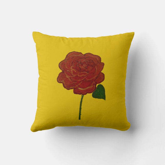 Almofada Festive Red Rose & Yellow Throw Pillow (Verso)